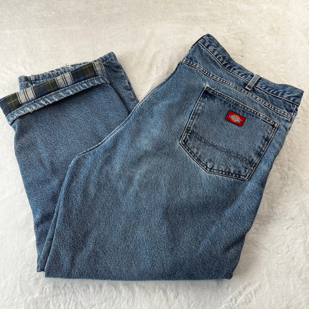 Dickies flannel lined Blue jeans men’s size 44x27